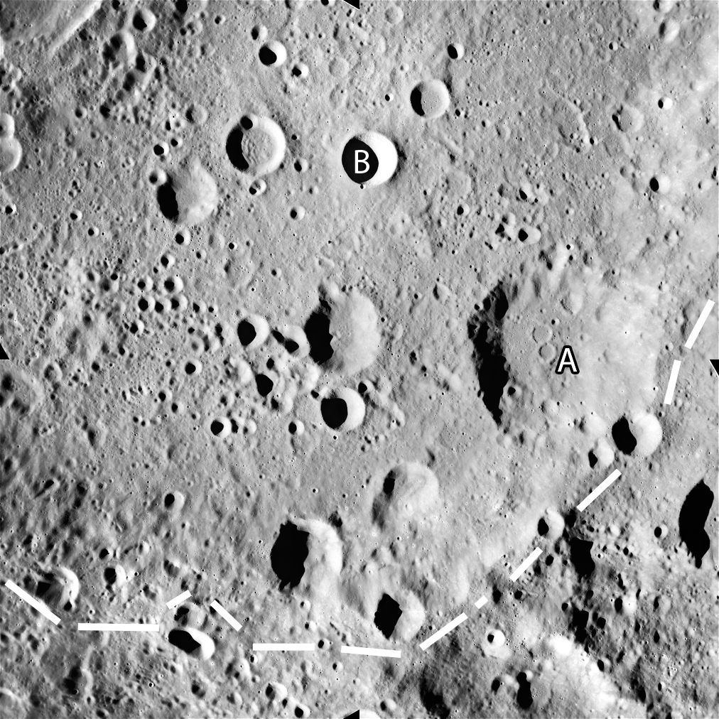 Apollo Metric image (frame ID AS15-M-0294) showing multiple generations of craters on the farside of the moon.