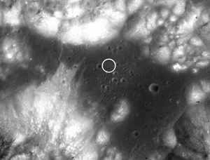 Close up view of AS15-M-0564 image with Apollo 17 landing site highlighted.