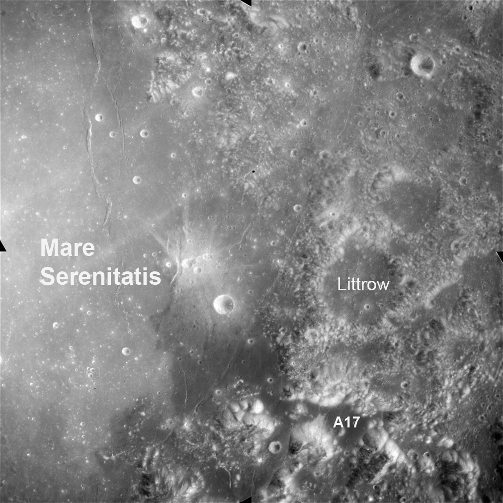Apollo Metric image AS15-M-0565, Littrow Crater.