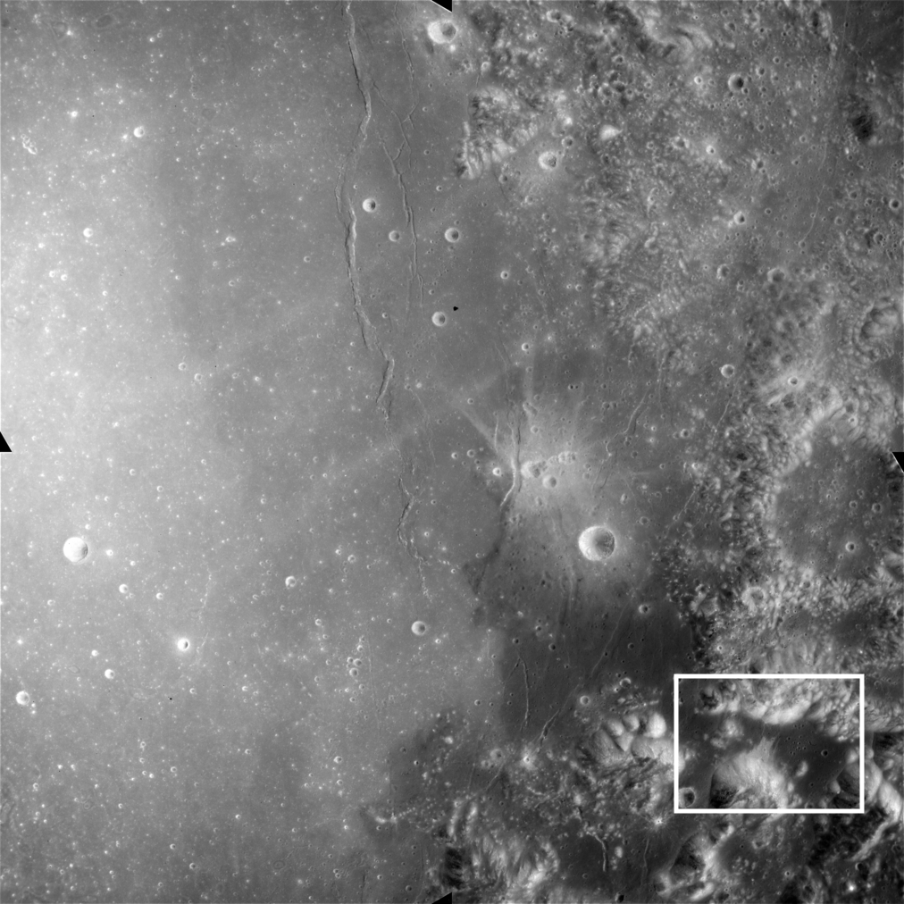 Apollo Metric image (frame ID AS15-M-0566) Apollo 15 metric image frame showing the Taurus-Littrow Valley.