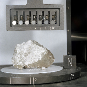 Figure 4.  Anorthosite, a light-colored mineral that comprises the primordial lunar crust.
