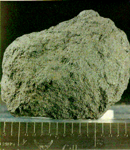 Figure 6.  Basalt, a fine-grained, dense, dark mineral composing the lunar mare.