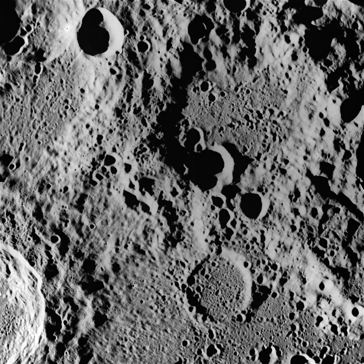 Apollo Metric image (frame ID AS15-M-2211) Portion of Metric frame AS15-M-2211 showing highly cratered area.