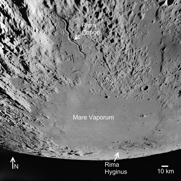Apollo Metric image (frame ID
AS17-M-1674) Oblique Apollo metric mapping camera photograph showing
Mare Vaporum.
