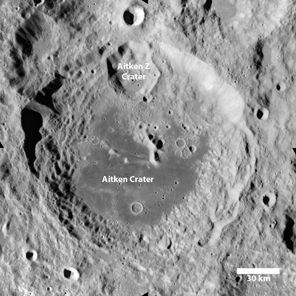 Apollo Metric image (AS17-M-0481)
Aitken Crater on the lunar farside.