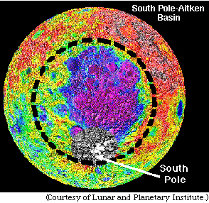 Graphic Showing Location and Topography of South Pole Aitken Basin.