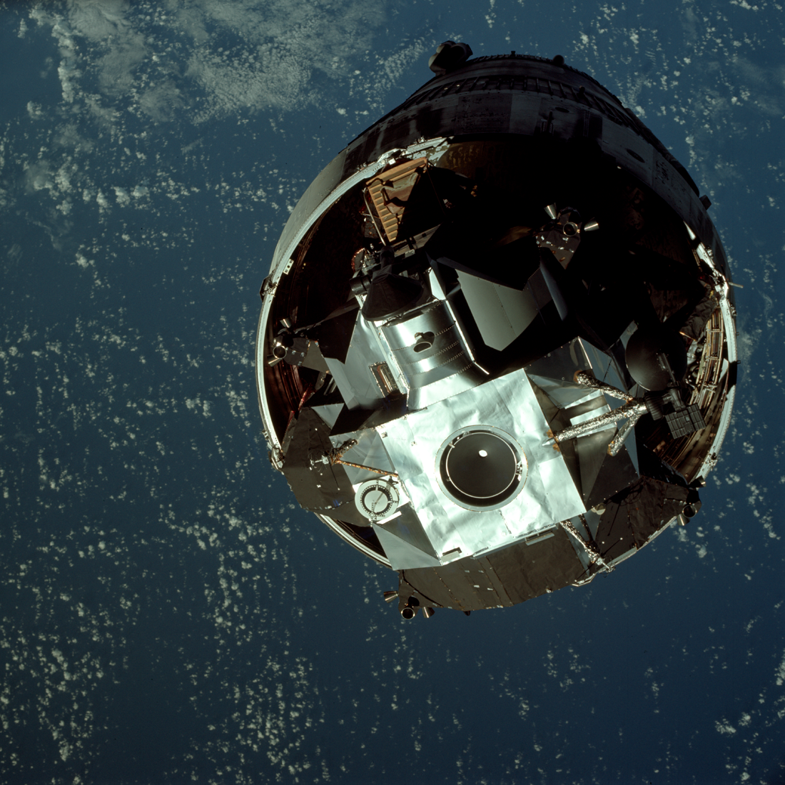 The LM Spider on top of its S-IVB third stage before docking and extraction.